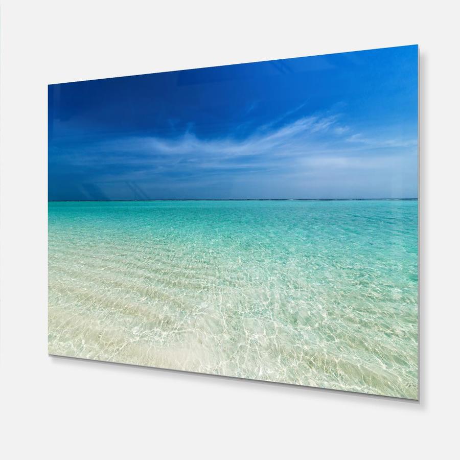 Designart Turquoise Ocean Under Blue Sky- Modern Seascape Metal Artwork 