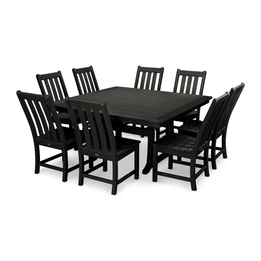 Vineyard 9-Piece Nautical Trestle Bar Set Black