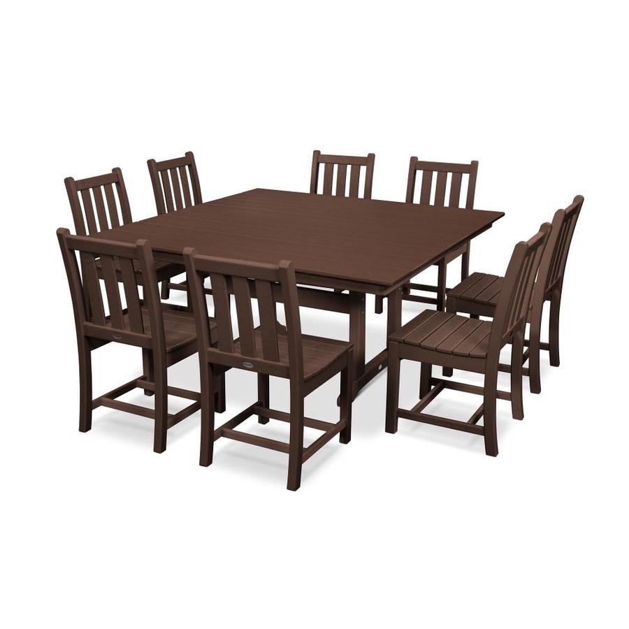 POLYWOOD Traditional 9Piece Brown Frame Patio Set in the Patio Dining