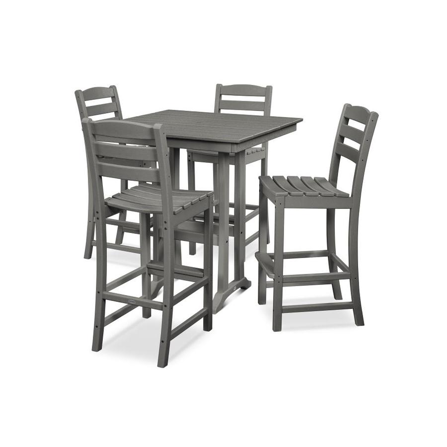 POLYWOOD La Casa 5Piece Gray Frame Bar Height Patio Set with Bar