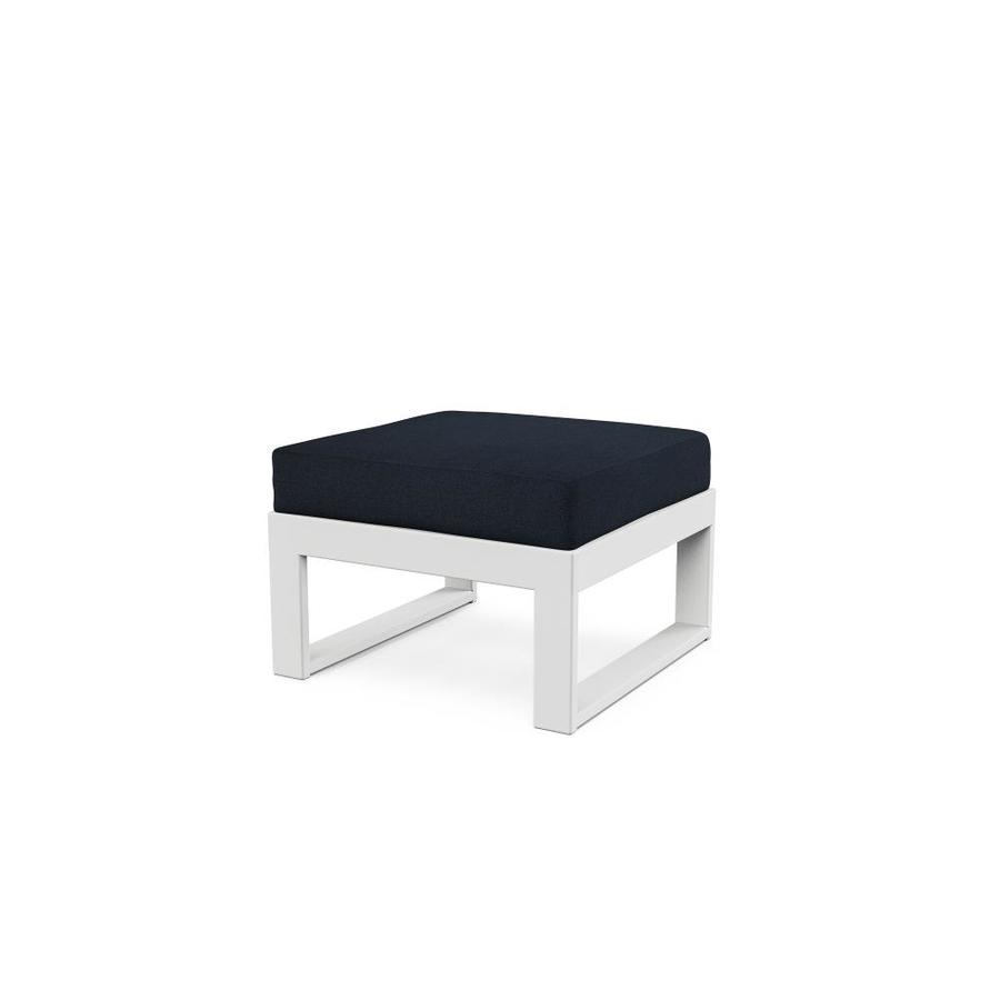POLYWOOD POLYWOODÂ® Modular Ottoman in White Marine Indigo in the Outdoor Ottomans & Foot Stools 
