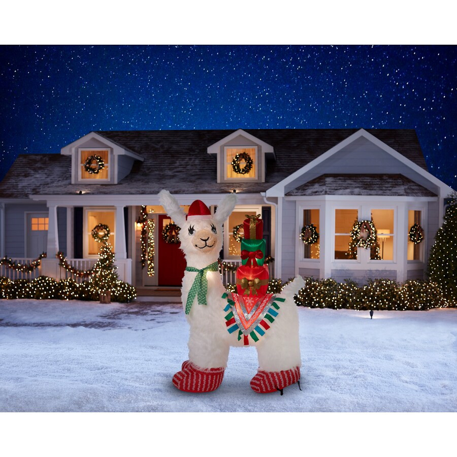 Gemmy 7ft Lighted Llama Christmas Inflatable in the Christmas Inflatables department at