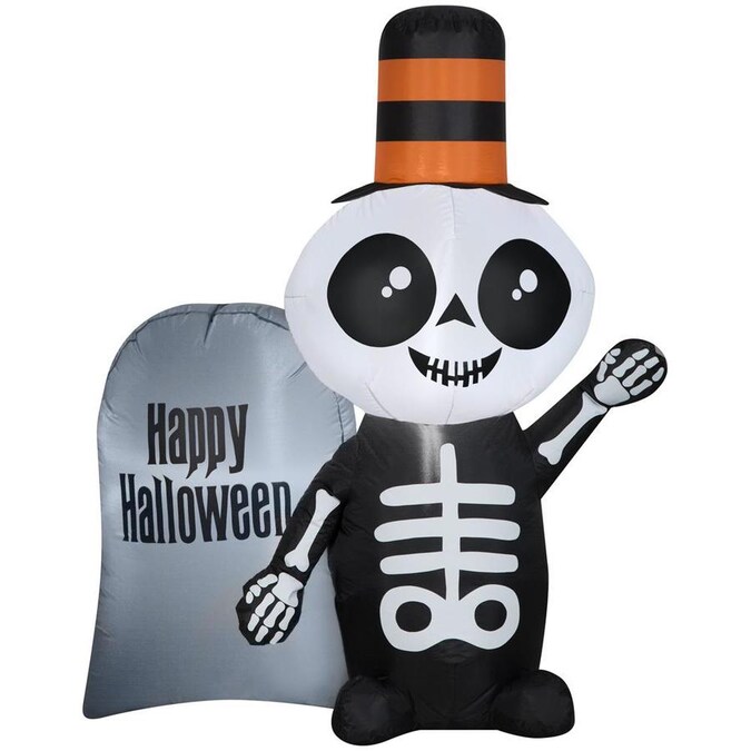 Gemmy 4ft x 3.4ft Lighted Skeleton Halloween Inflatable in the