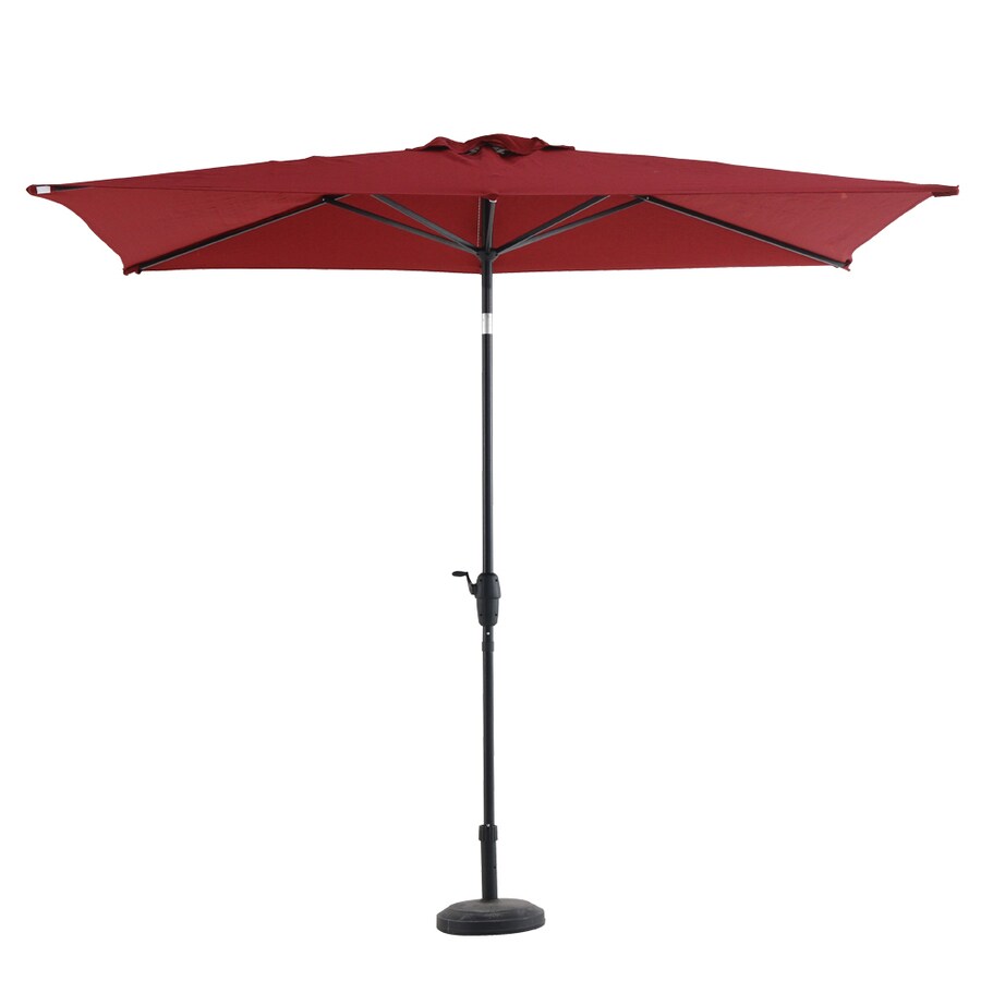 Garden Treasures 7 Ft Rectangular Red With Black Steel Frame Push Button Tilt Market Patio Umbrella In The Patio Umbrellas Department At Lowes Com