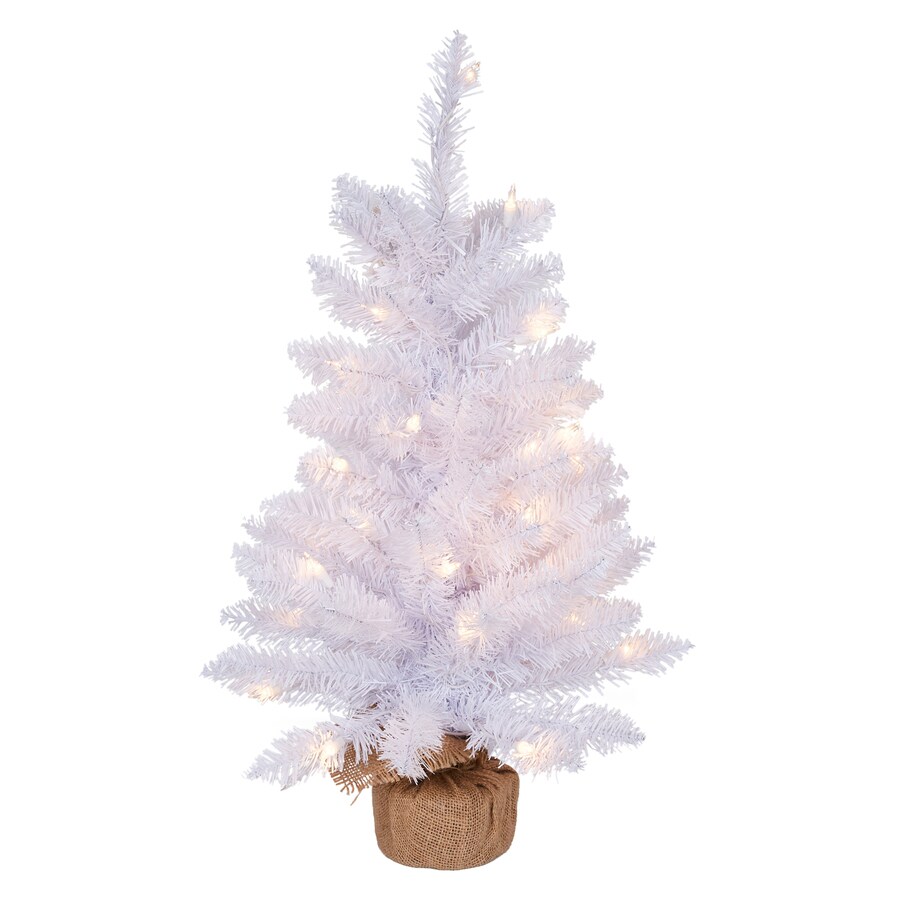 24 Classic White Tinsel Christmas Tree Tabletop Home Holiday Centerpiece Display Decorations 2FT Tall White Stand Included