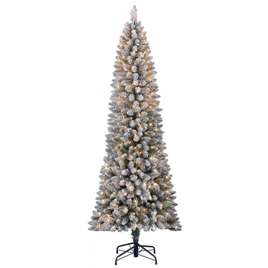 slim flocked christmas tree