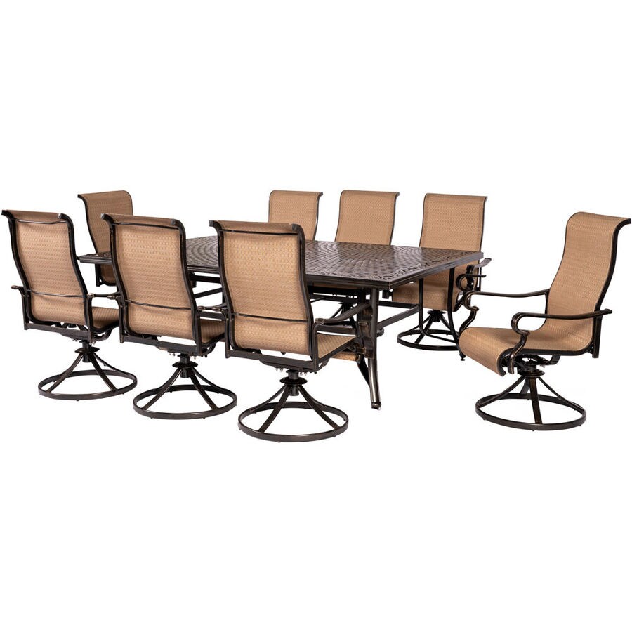 Hanover Brigantine 9Piece Brown Frame Patio Set with Tan in the Patio