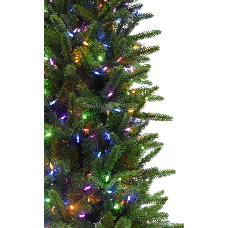 Fraser Hill Farm 6.5ft Pine PreLit Traditional Slim Artificial Christmas Tree with 550 Multi