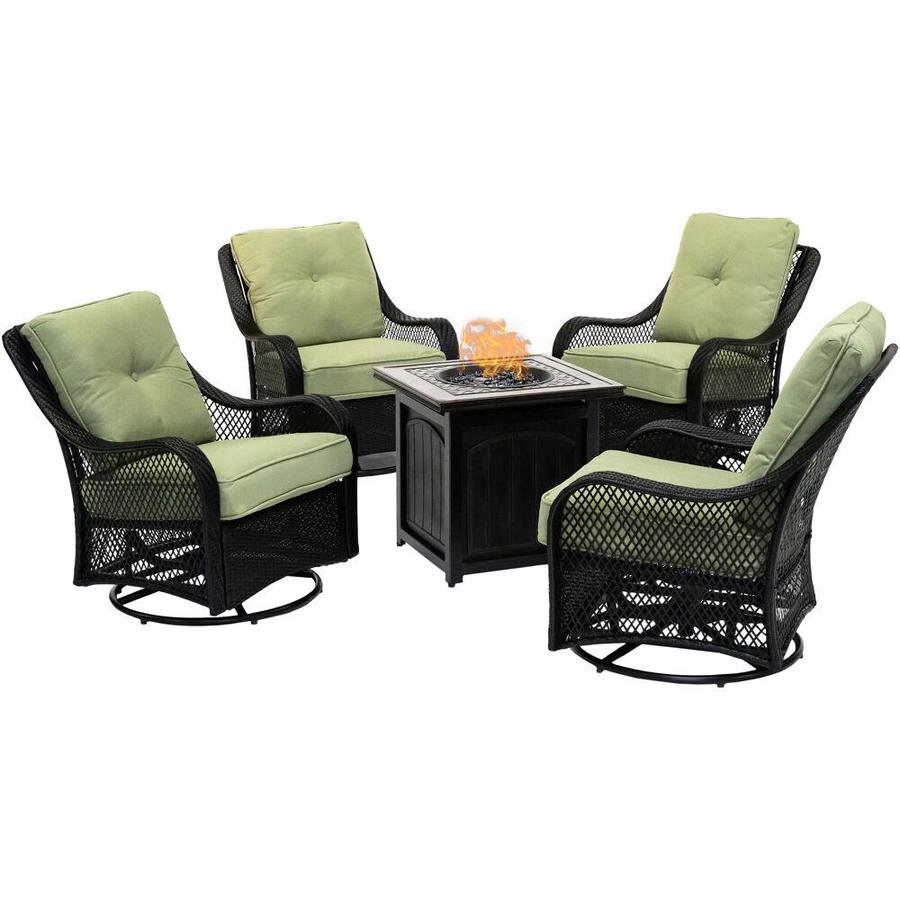 Hanover Orleans 5 Piece Metal Frame Patio Conversation Set With Cushions In The Patio Conversation Sets Department At Lowes Com