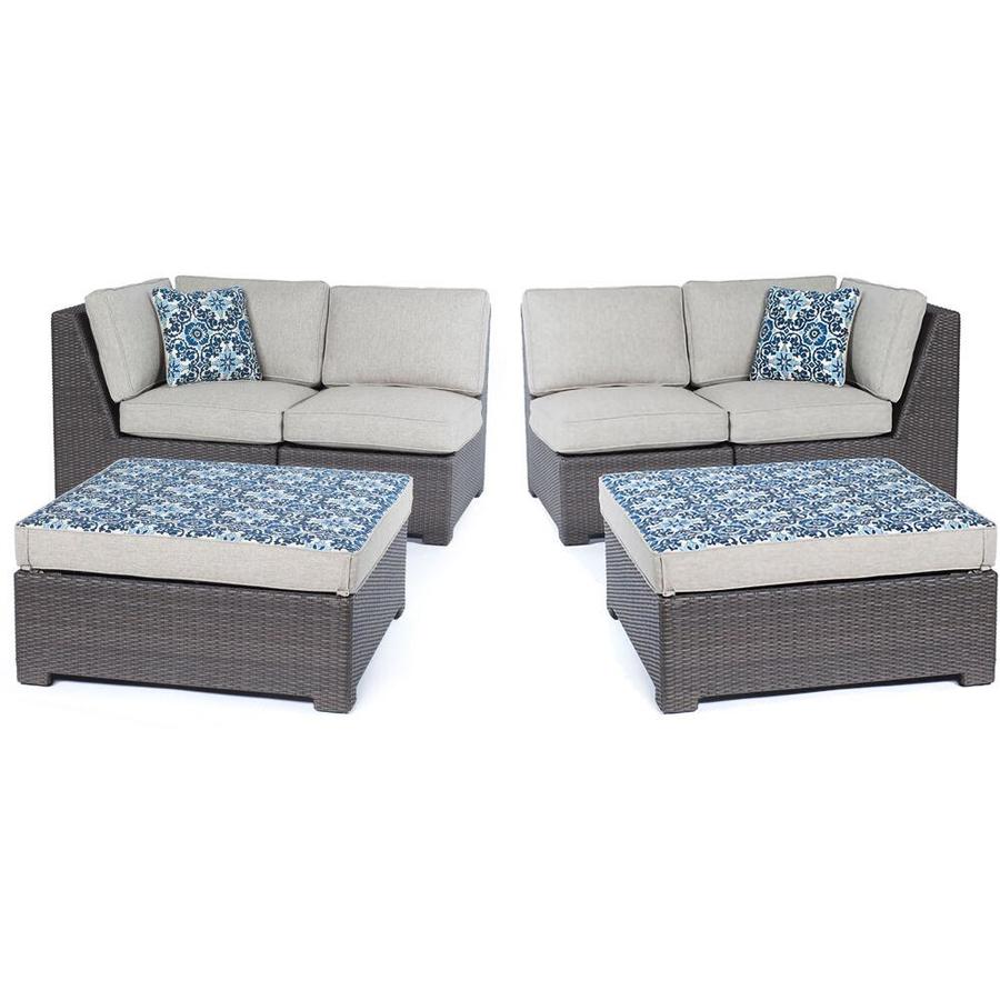 Hanover Metro Mini 6 Piece Metal Frame Patio Conversation Set With Cushions In The Patio Conversation Sets Department At Lowes Com