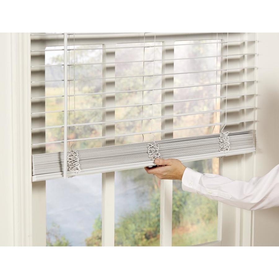 Allen Roth 2 In Slat Width 36 In X 72 In Cordless White Faux Wood Room Darkening Horizontal 3178