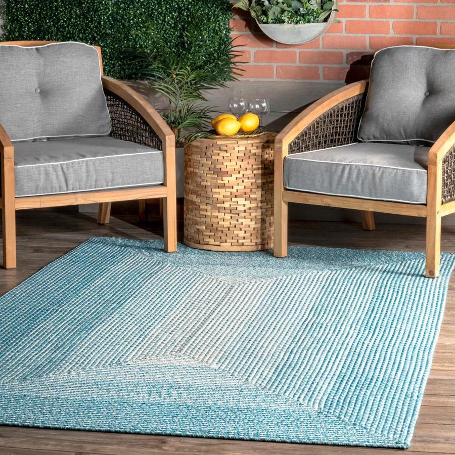 nuLOOM Jayda 6 x 6 Blue Round Indoor/Outdoor Ombre Area Rug in the Rugs