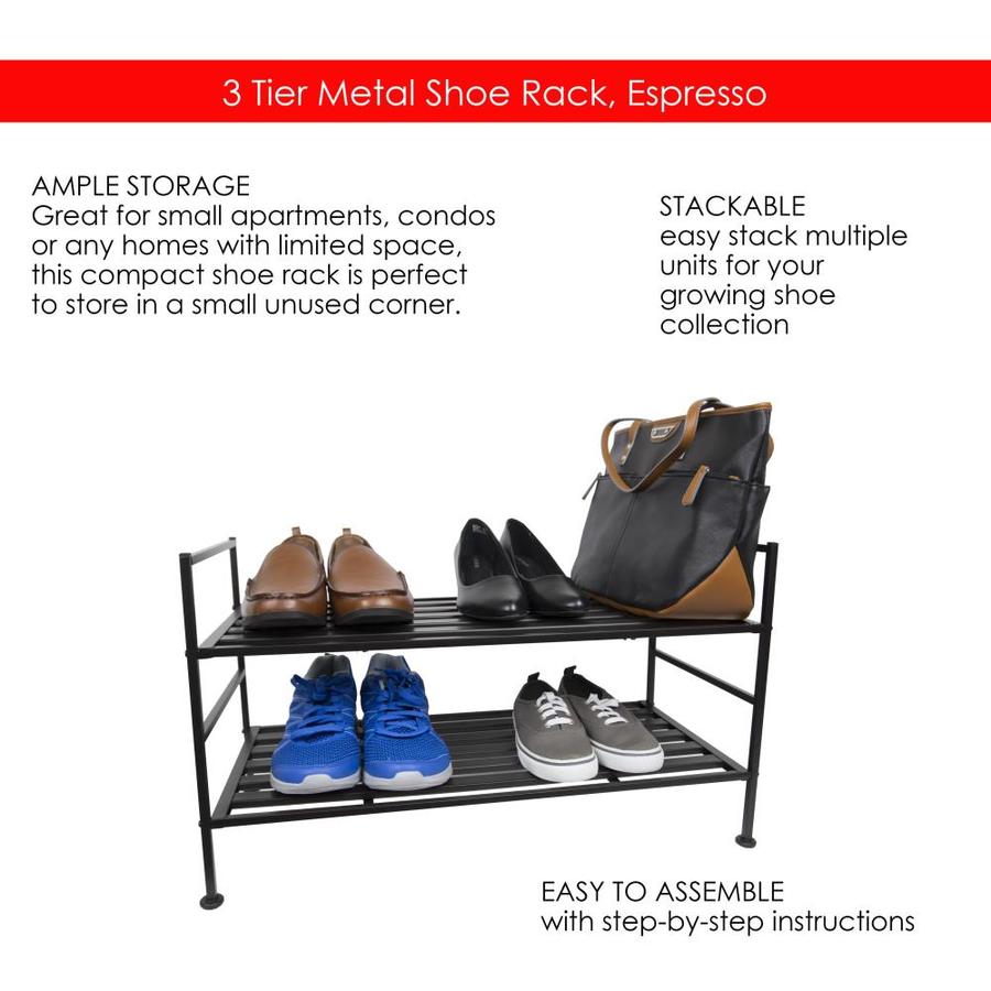 Home Basics 12 Pair Wooden Wood Shoe Rack In The Shoe Storage Department At Lowes Com