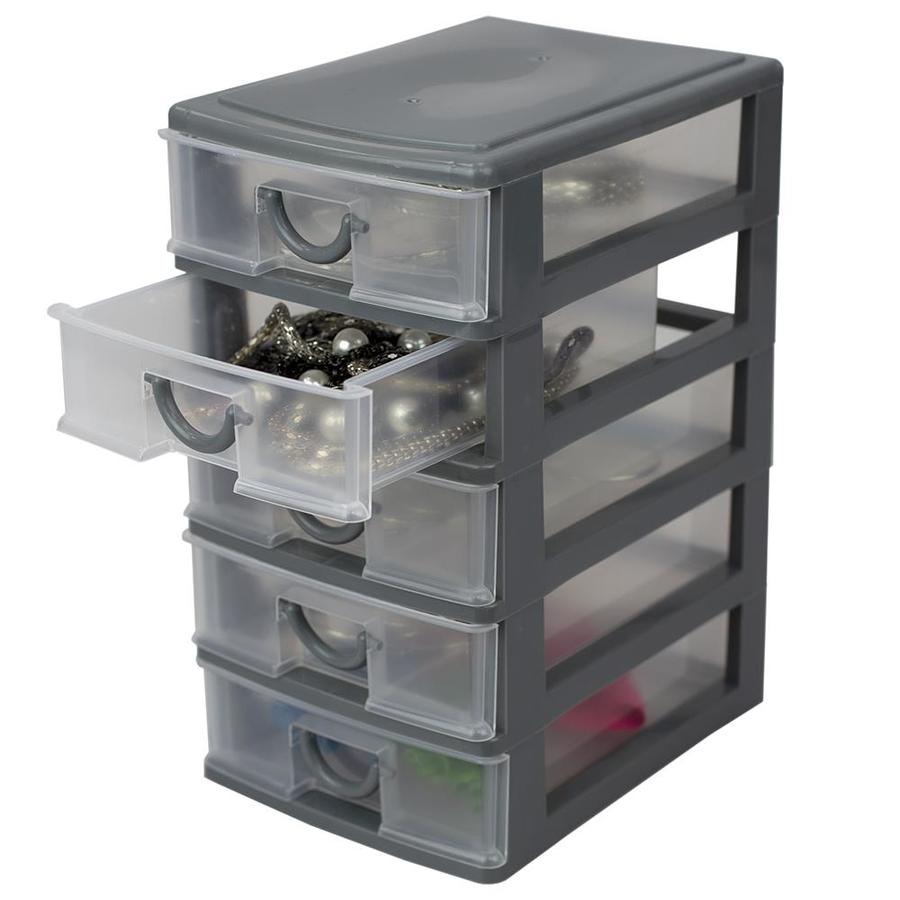 Home Basics 5 Tier Plastic Drawer Organizer, Gray in the Storage Cubes