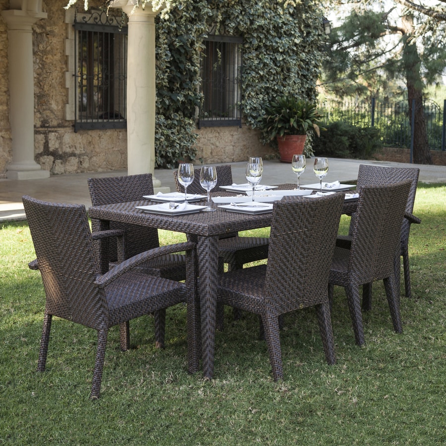 Shop Hospitality Rattan Soho 7-Piece Wicker Dining Patio Dining Set at