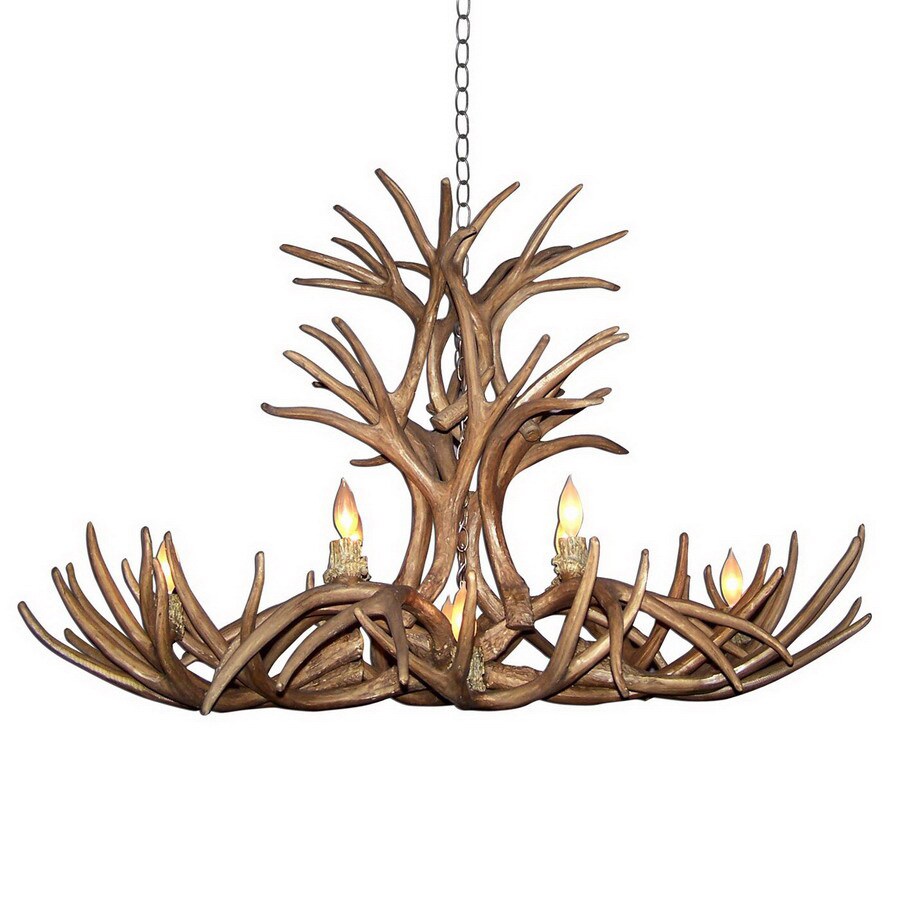 Canadian Antler Design Reproduction Mule Deer 9 Light Natural Brown Chandelier At Lowes Com