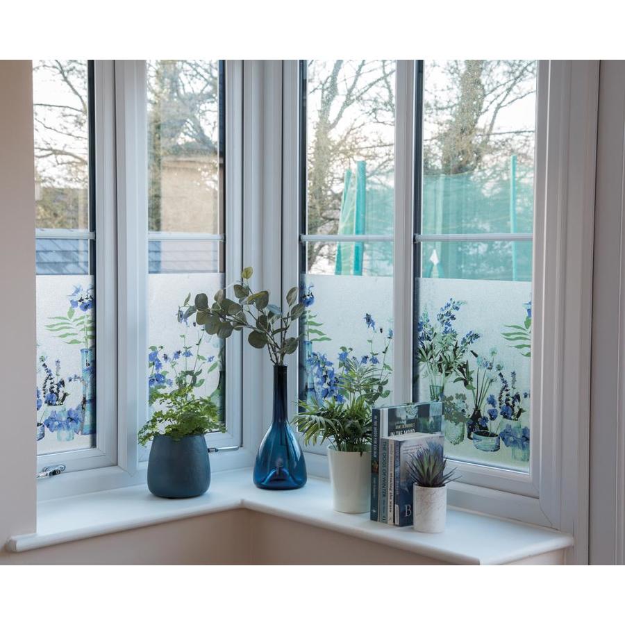 DC Fix 18in x 59in Blue Floral Decorative Window Film in the Window