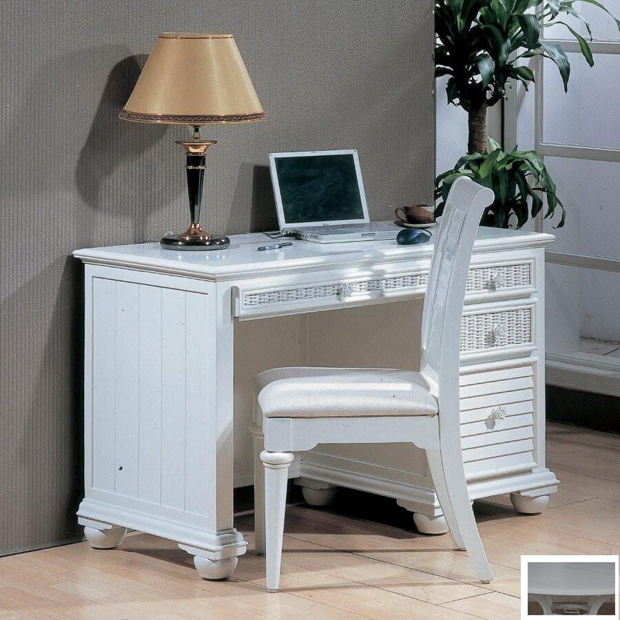 white wicker computer desk