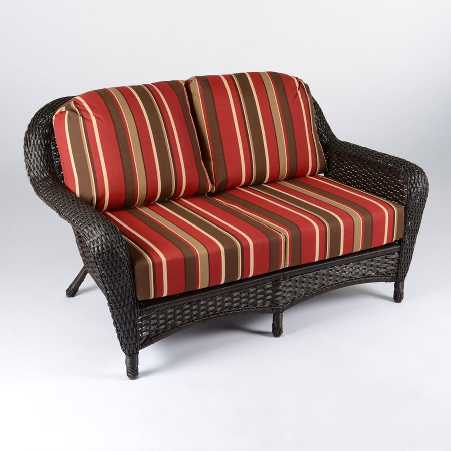 Shop Tortuga Outdoor Lexington Stripe Cushion Tortoise Wicker Loveseat at www.ermes-unice.fr