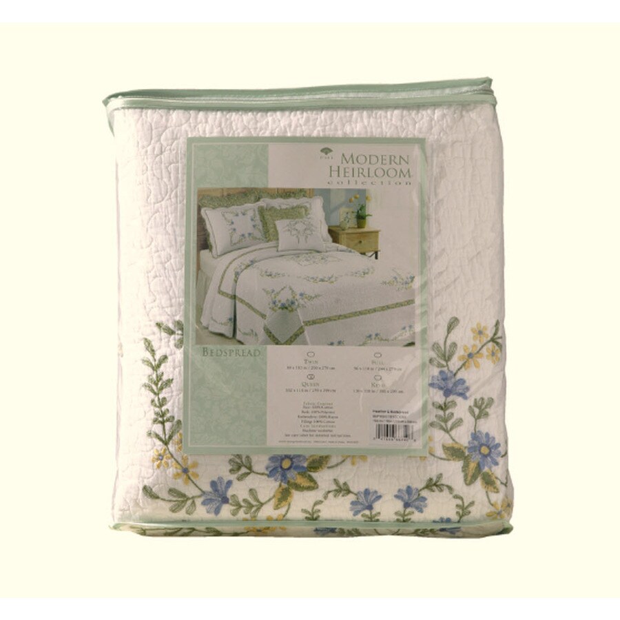 Modern Heirloom Heather White Floral Queen Bedspread (cotton) In The 