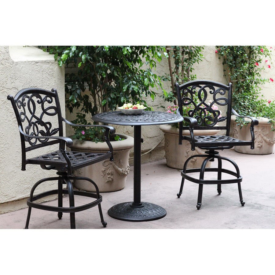 Darlee 3 Piece Santa Monica Cast Aluminum Patio Bistro Set In The Patio Dining Sets Department At Lowes Com