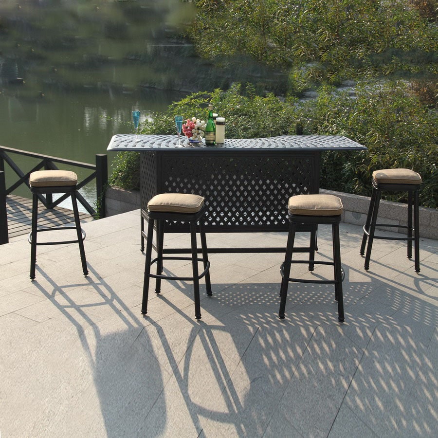 Shop Darlee 5 Piece Cushioned Cast Aluminum Patio Bar Height Set At