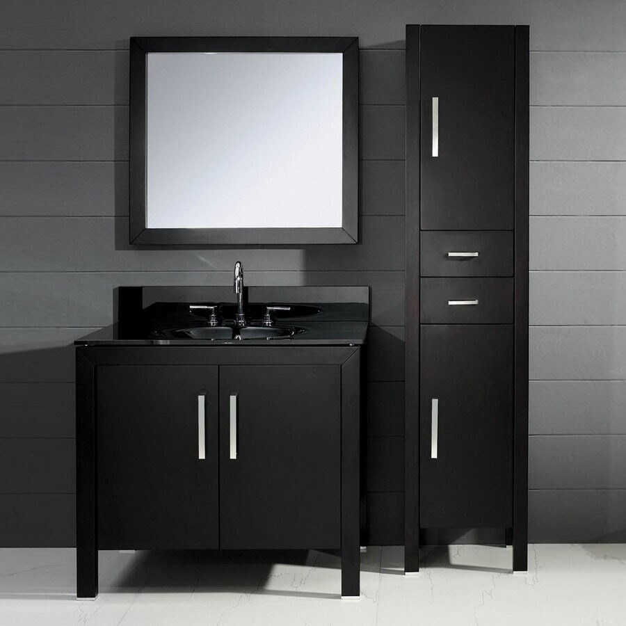 Yosemite Home Decor 37 In Black Contemporary Single Sink Bathroom Vanity With Top In The Bathroom Vanities With Tops Department At Lowes Com