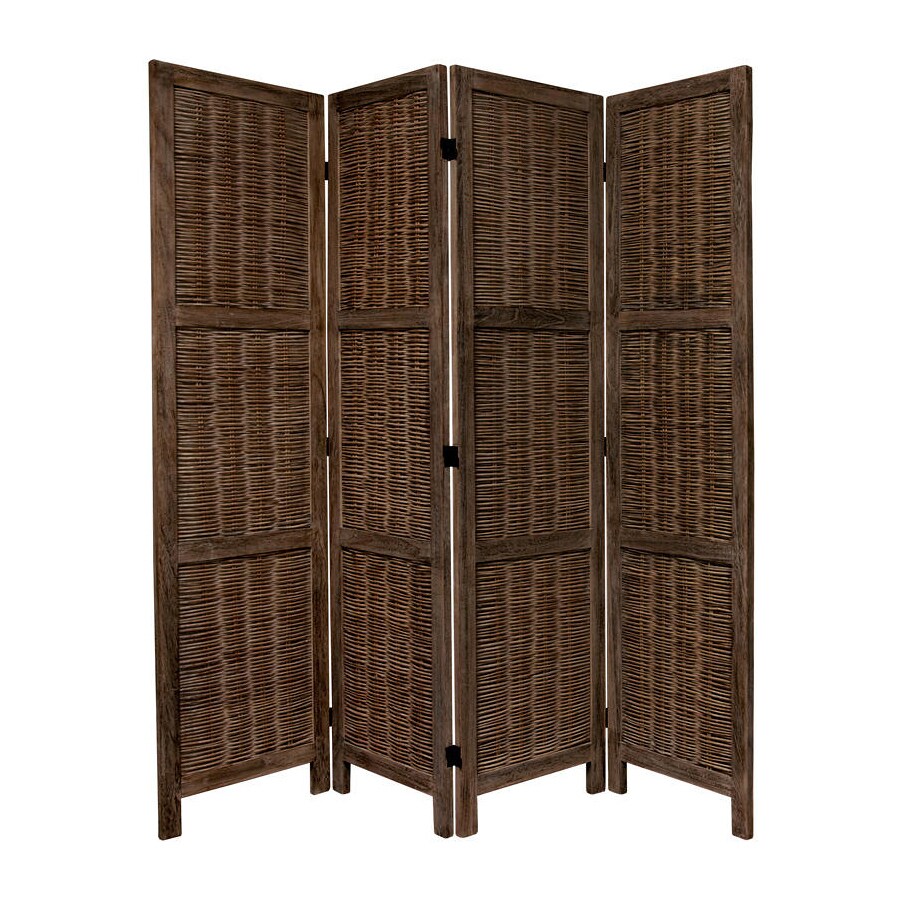 Shop Oriental Furniture 4 Panel Burnt Brown Wood Folding Indoor Privacy