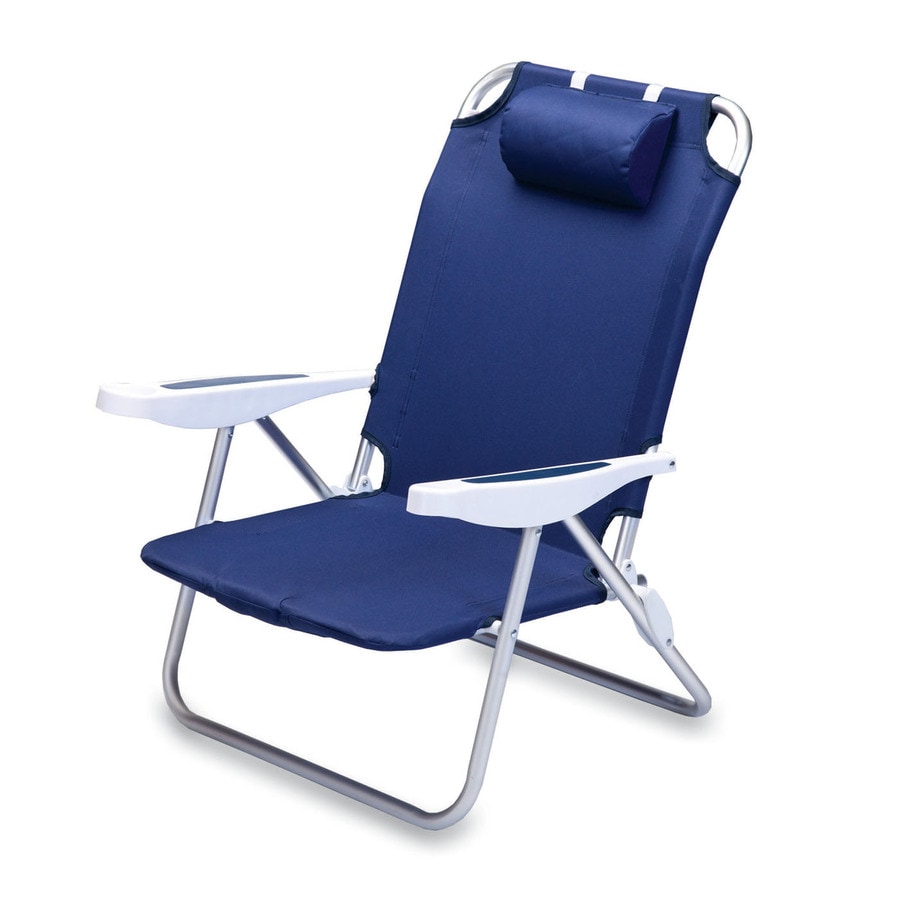 Shop Picnic Time Navy Steel Folding Beach Chair At