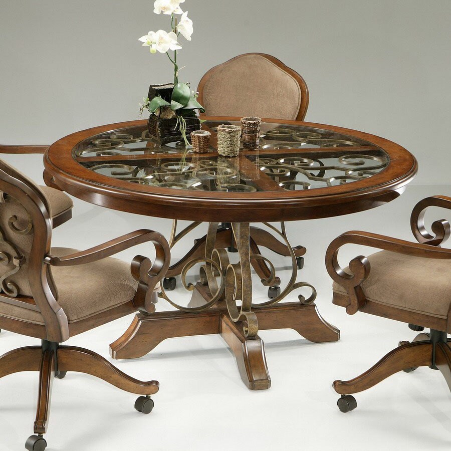 round dining table with rolling chairs