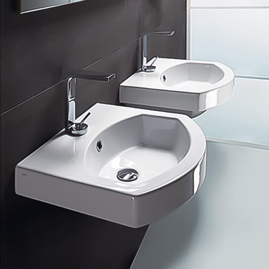 Nameeks Losagna White Ceramic Wall-Mount Rectangular Bathroom Sink ...