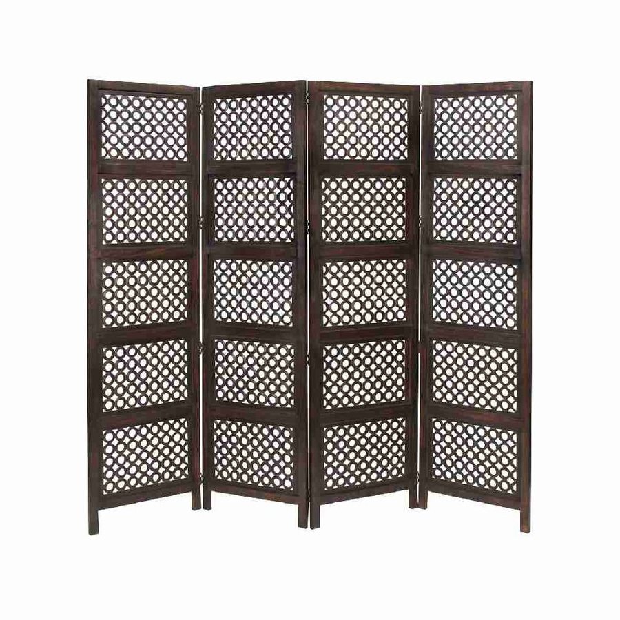 Shop Woodland Imports 4-Panel Dark Walnut Wood Folding Indoor Privacy