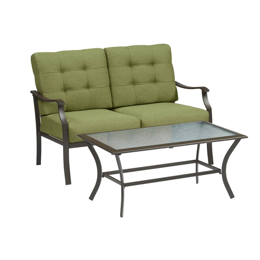 Garden Treasures 2-Piece Eastmoreland Green Steel Patio Loveseat and Coffee Table Set at 0