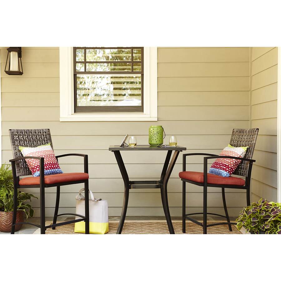 Garden Treasures Lunburg 3-Piece Black Metal Frame Wicker Patio Set