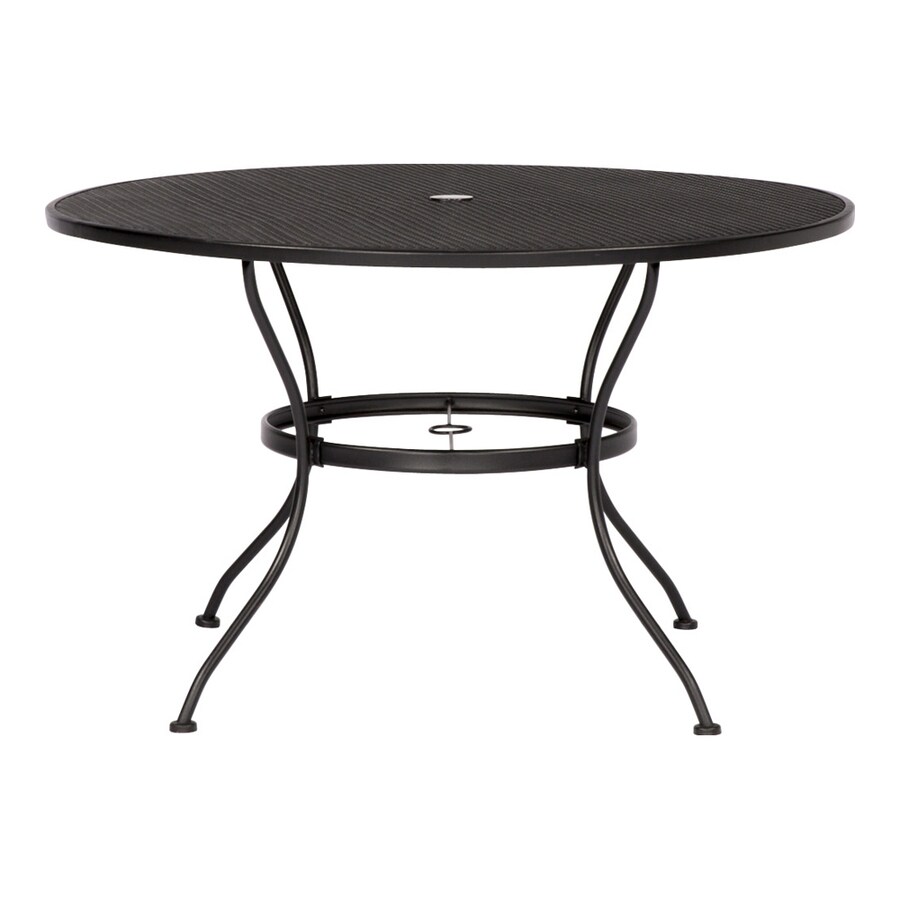 Garden Treasures Davenport Round Outdoor Dining Table 45 In W X 45 In L With Umbrella Hole In