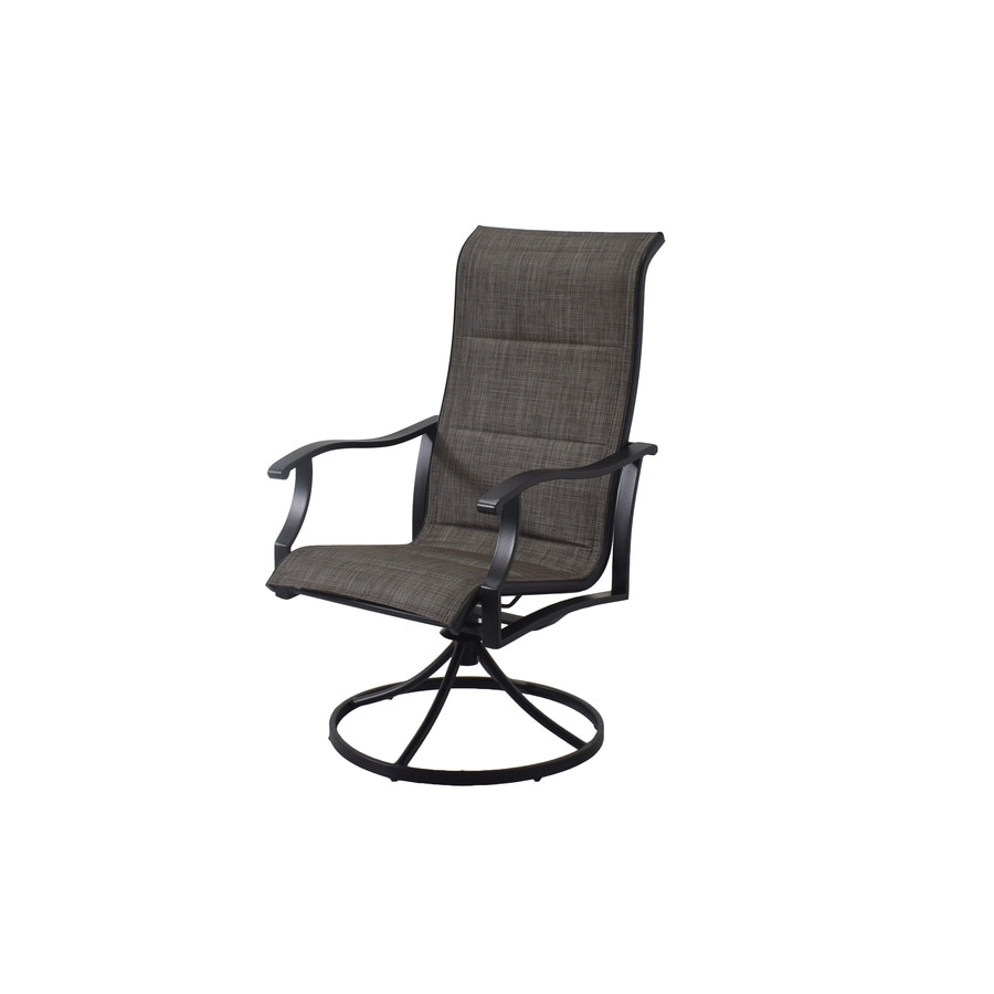 Style Selections Skytop Set Of 2 Black Metal Swivel Dining Chair S With Gray Sling Seat In The Patio Chairs Department At Lowes Com