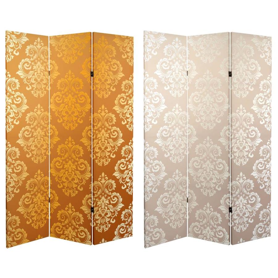 Oriental Furniture 6 ft. Tall Double Sided Baroque Wallpaper Canvas Room Divider in the Room ...