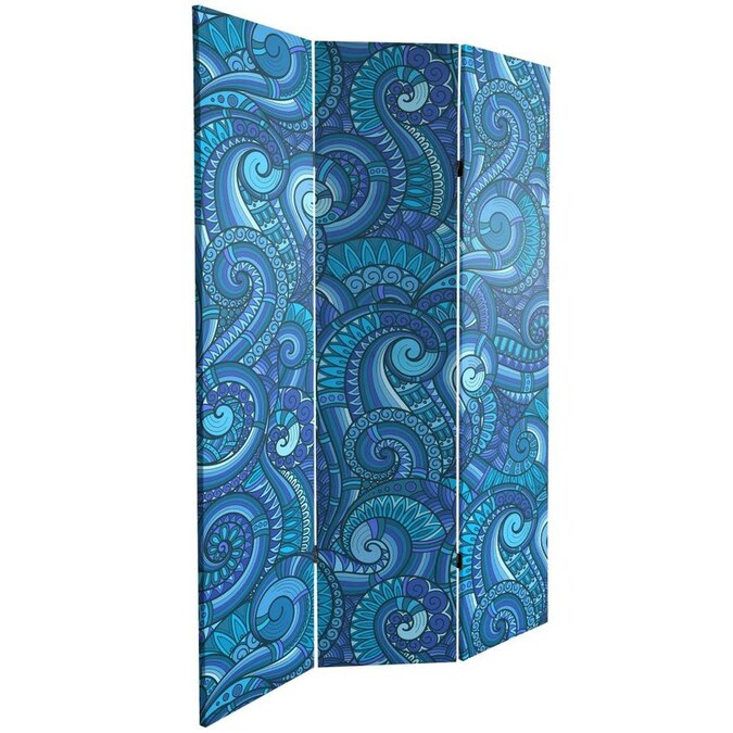 Oriental Furniture 6 ft. Tall Double Sided Psychedelic Wallpaper Canvas Room Divider in the Room ...