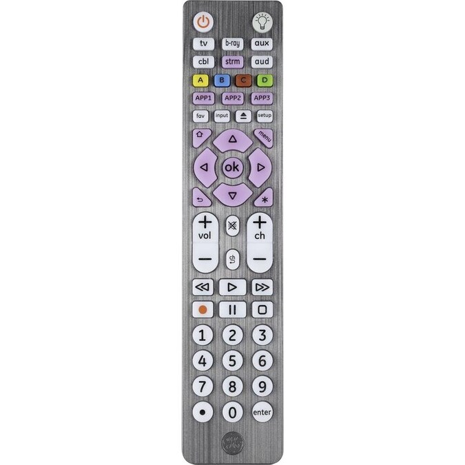 GE GE 6-Device Universal Remote Control, Streaming, Brushed Silver in