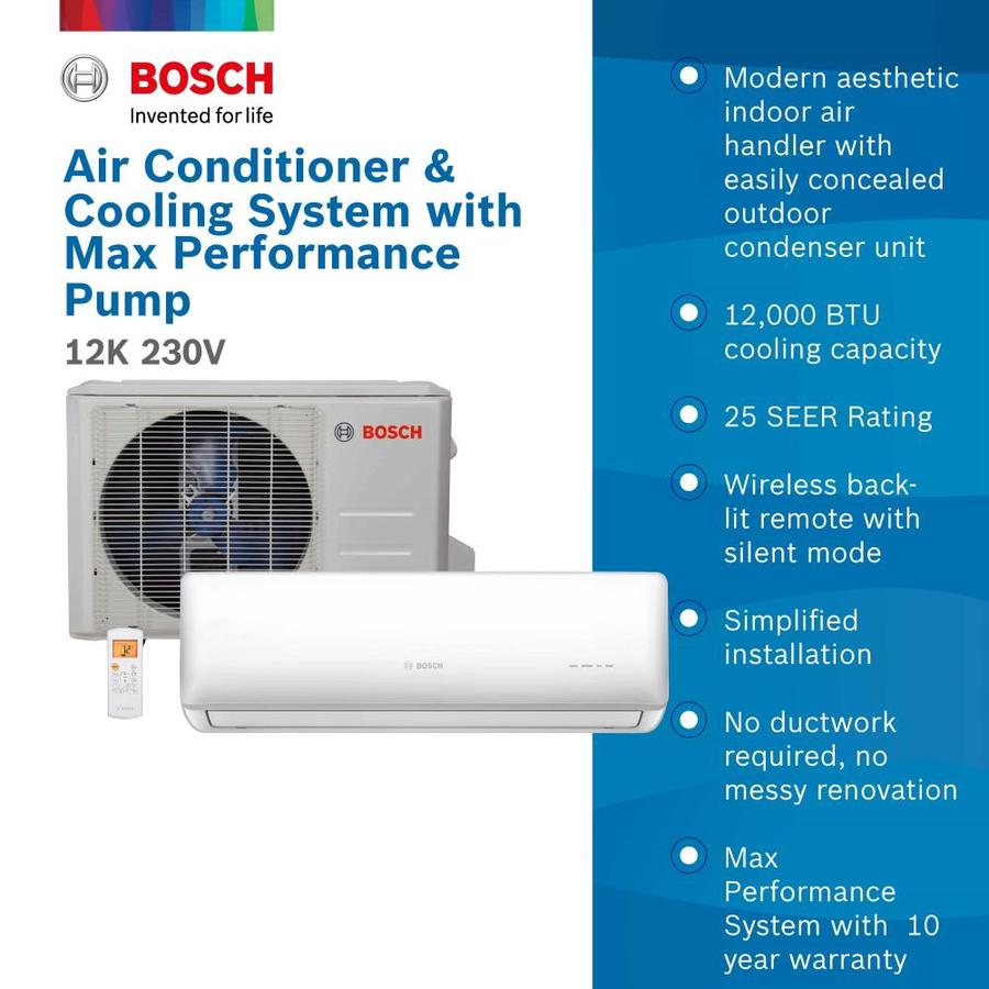 Bosch 12000 Btu 230 Volt 13 Eer 1 Ton 480 Sq Ft Ductless Mini Split Air