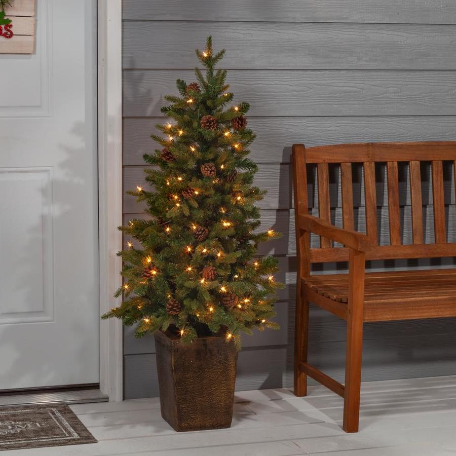 Sterling Tree Company 4-ft Pine Pre-Lit Traditional Artificial ...