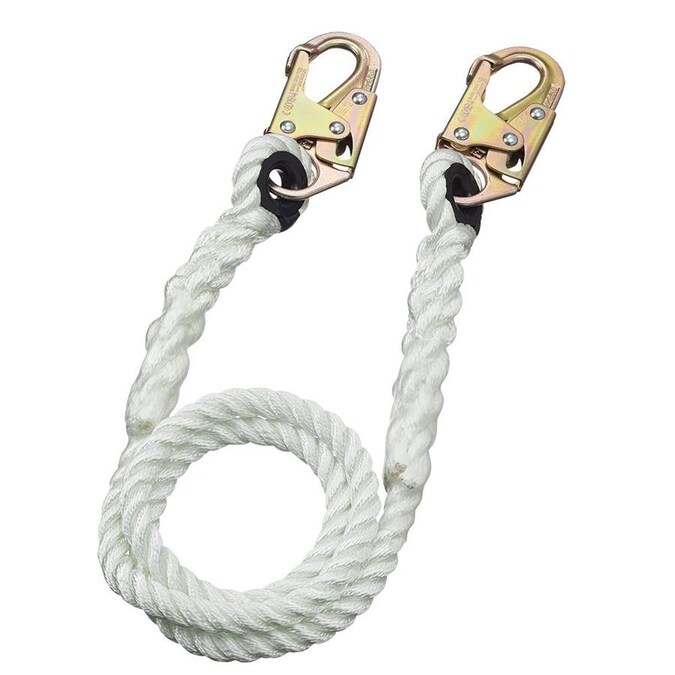 PeakWorks Restraint Lanyard with Rope and 2 Snap Hooks, 6 Ft. L., White in the Safety ...