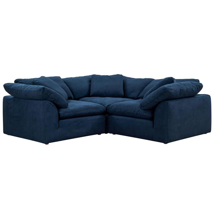 Sunset Trading Cloud Puff 3 Piece Slipcovered Sectional Modular L Shaped Sofa Washable Moisture And Stain Resistant Performance Fabric Navy Blue In The Couches Sofas Loveseats Department At Lowes Com