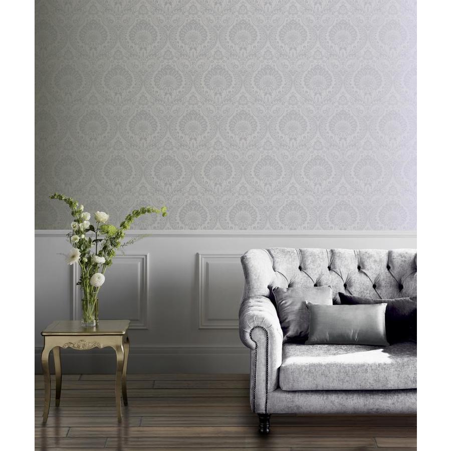 Arthouse Luxe Damask Silver Wallpaper in the Wallpaper