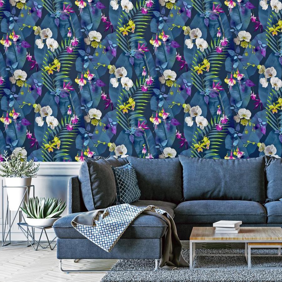 Arthouse Pindorama Navy Floral Non-Woven Peel and Stick Wallpaper in