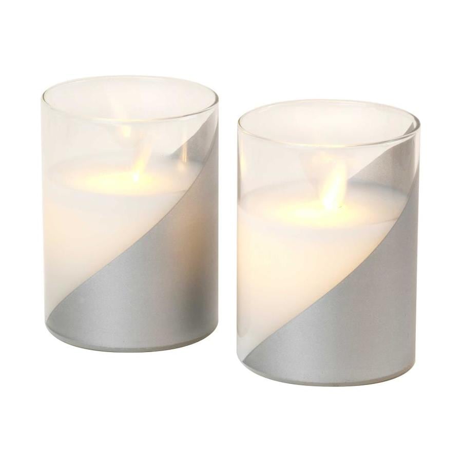 Lumabase Flickering Silver Amber Candle In The Christmas Candles Department At Lowes Com