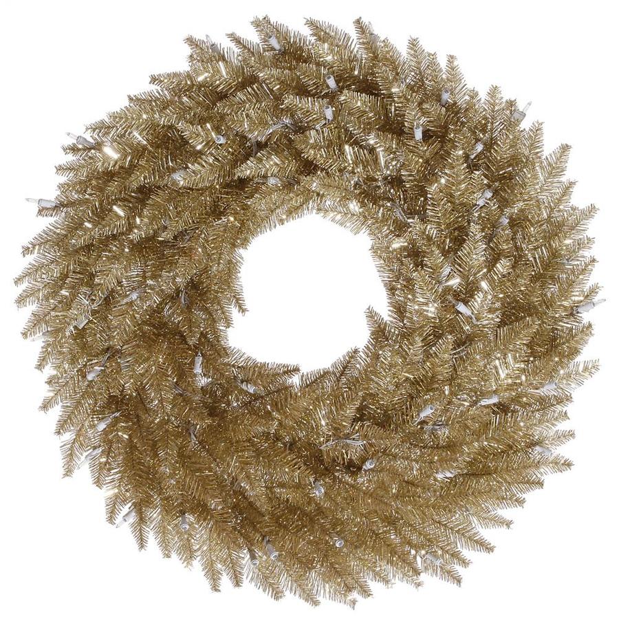 Vickerman 24-in Champagne Tinsel Artificial Christmas Wreath in the