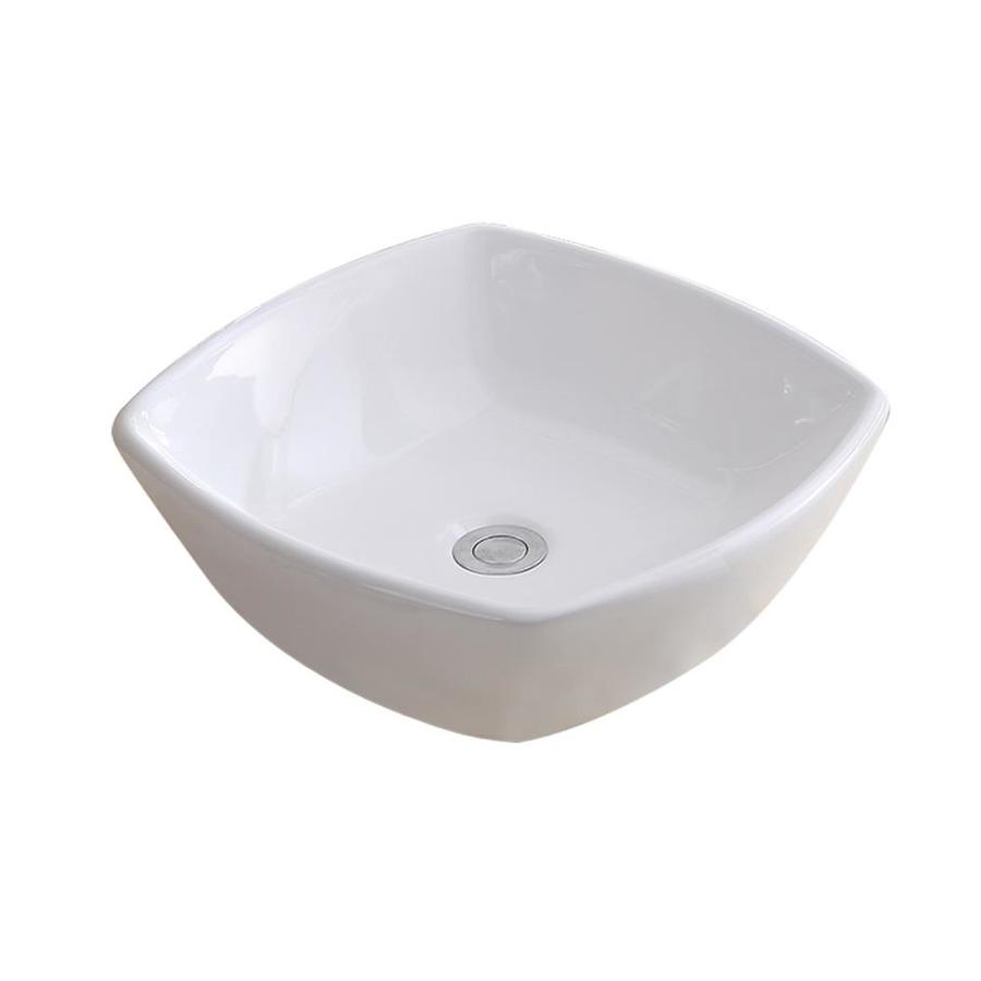 Topcraft Above Counter Top Mount Square Bathroom Ceramic Vessel Vanity Basin White In The Bathroom Sinks Department At Lowes Com