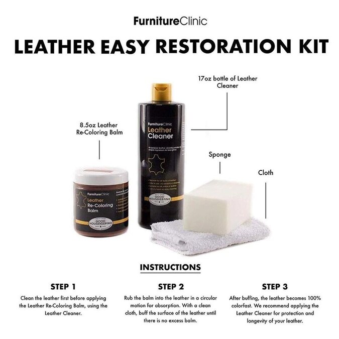 Furniture Clinic Easy Leather Restoration Kit Medium Brown ...