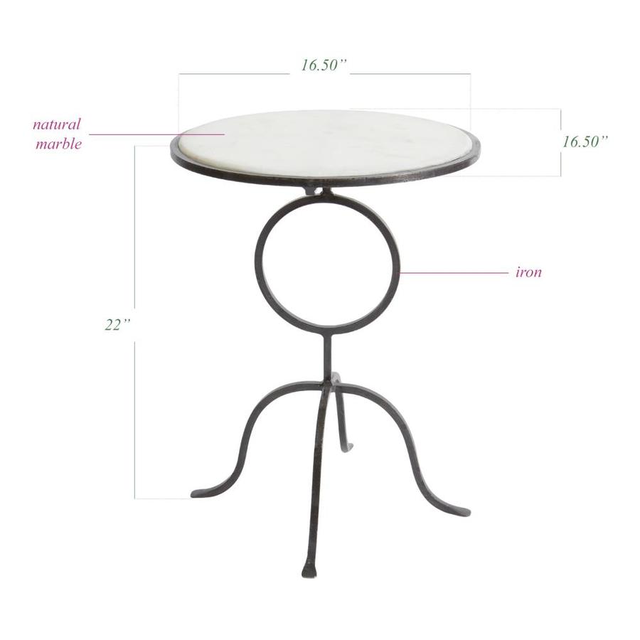 GO Home Marcel Black, White Granite/Marble Round End Table in the End Tables department at